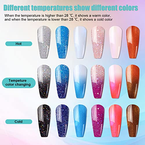 Rebby gel Gel Achance Conjunto - Kit de esmalte de gel de gel em cores 6pcs reflexivo glitter azul rosa vermelho marrom preto preto