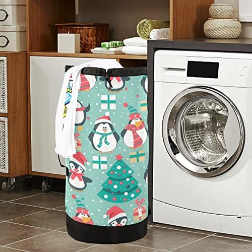 Backpack de lavanderia de Papai Noel Backpack Saco de Lavanderia Pesada com tiras de ombro Viagem Bolsa de roupas dobrável para lavanderia e armazenamento doméstico