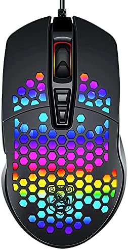 Mouse de jogos leves, camundongos retroiluminados RGB com 7 botões Driver programável, camundongos PAW3325 6400DPI, Mouse Ultralight