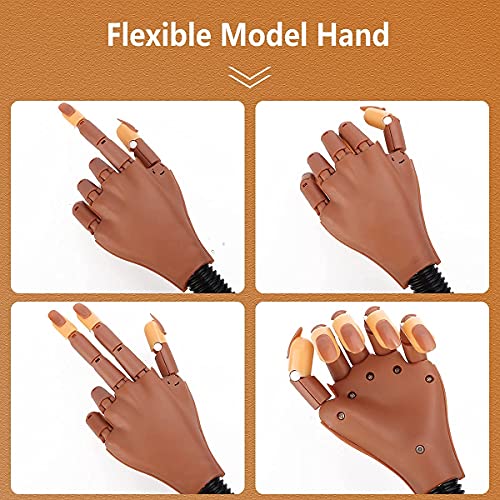 Prática de unhas Mão para unhas de acrílico, maniquin de unhas flexível para praticar arte de unhas, treinar as unhas móveis