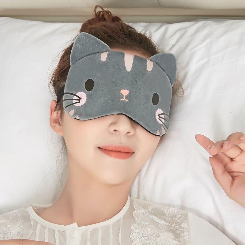 Máscara de sono de gato de desenho animado para dormir, 3 peças máscara de olho de animal fofo, máscara de sono macia