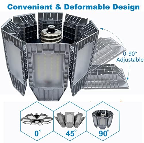 Metal Aluminium E39/E26 Bulbos LED 8 painéis 300W 36000lm Luzes de garagem LED com E26/E39 85-265V, 6500K Daylight for Warehouse