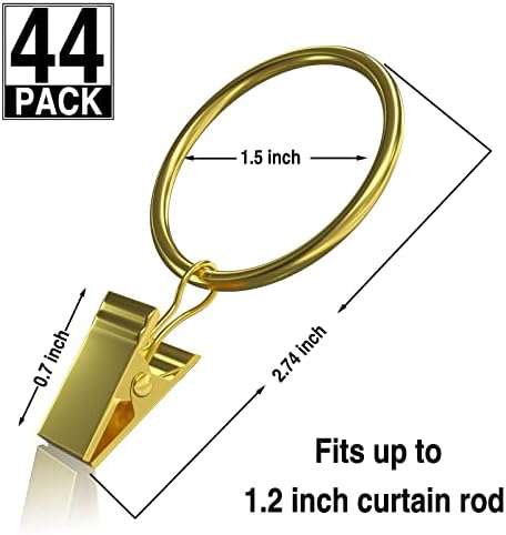 LANSIAN 44PACK CORTINE RINGS COM CLIPES 1,5 polegada, anéis decorativos, anéis de cortina com clipes, anéis de tensão