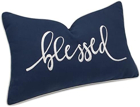 Yugtex abençoado Sentimento Algodão Decorativo Bordado Lombar Comanho Tampa Pillow Capa - Decoração da sala de estar, Banco de