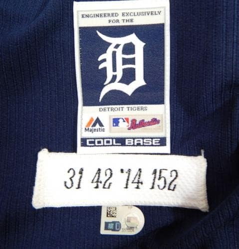 2014 Detroit Tigers Omar Vizquel 31 Jogo emitido Navy Jersey ST BP 42 DP37331 - Jogo usado MLB Jerseys