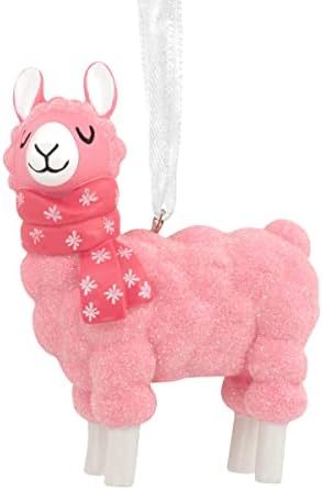 Hallmark Glittery Pink Llama Christmas Ornament