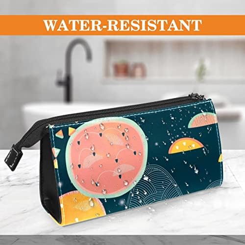 Bolsa de maquiagem tbouobt bolsa de bolsa cosmética bolsa bolsa com zíper, desenho animado water planeta melancia laranja