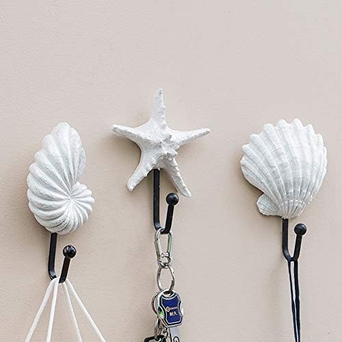 Ganchos de parede uxely ganchos de casaco, 3pcs/conjunto de ganchos decorativos, ganchos de parede do mar, tema costeiro decoração de casa de praia para portas do banheiro, quartos, guarda -roupas