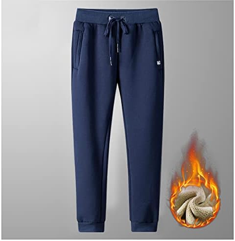 Moda de moletom masculina de cor sólida Cashmere forro calças quentes de lápis de faixa de faixa Pant esportiva casual calça
