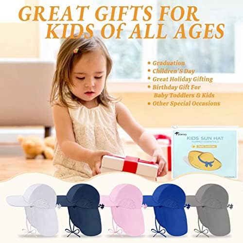 Baby Sun Protection Hat, Kids UPF 50 Summer Essentials Chapéus ajustáveis ​​com retalho no pescoço e cordão para crianças crianças