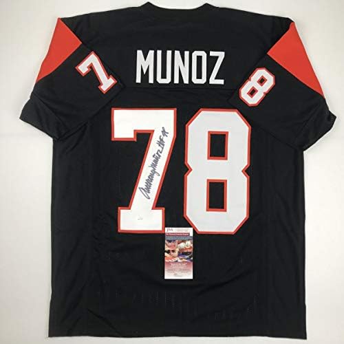 Anthony Munoz Hof autografado/assinado 98 Cincinnati Black Football Jersey JSA COA