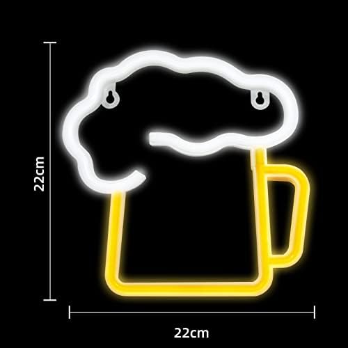 Sinais de néon em forma de cerveja Enuoli, lizes de neon brancos amarelos sinais de cerveja neon sinais de bateria usb operação de