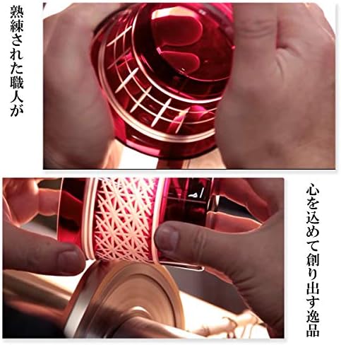すみ だ 江戸 切子館 sumida edo kiriko kw-721 hirota vidro artesanato, torrada vidro, padrão de cesta de folhas de cânhamo, vermelho, 12,2