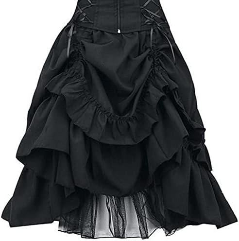 Mulheres góticas de vestido gótico steampunk com mangas de renda longa com zíper de espartilho com armas de máscaras vestidos de fantasia
