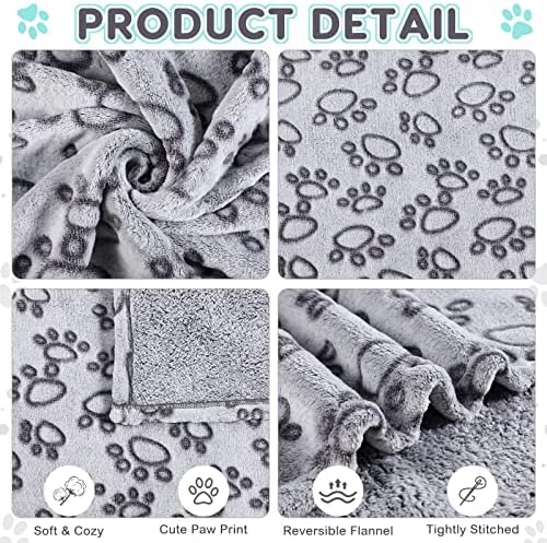 4 PCs Cobertores de animal de estimação cinza para filhotes de palha fofa impressão macia Cobertores de lã macios de cã