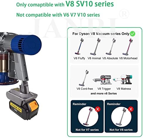 Janri DW20V8 Adaptador de bateria, conversor para a bateria Dewalt Lithium 20V 60V para a bateria Dyson V8, trabalho