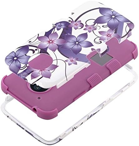 Capa de celular Mybat para Motorola XT1773, Moto E4 Plus - Purple Hibiscus Flower Romance/Purple Solid