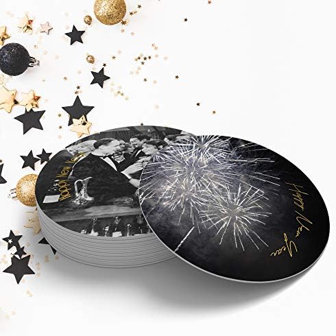 Pacote de montanhas -russas festivas de 75 | Ano Novo Véspera de Véspera Supplys 2023 | Hollywood Glamour - Midnight Clock - Fireworks - Champagne | Fabricado nos EUA