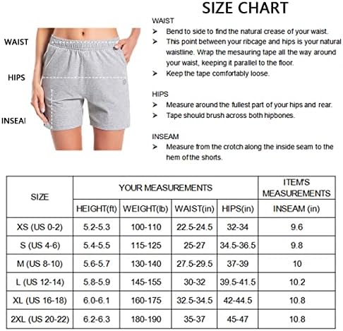 Bormuda de shorts de algodão feminino Puxada bermuda de shorts com bolsos profundos para o Lounge Gym Yoga Walking Athletic