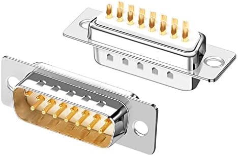 Jienk 10pcs DB15 RS232 Conectores de copo de solda de sub-sub-sub-sub, juntas de ouro rs232 porta serial 15pin d