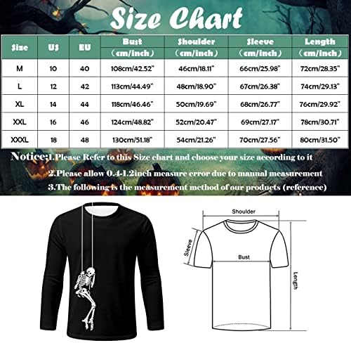 Camisetas de Halloween masculinas XXBR, soldado de manga longa 3D Sketon Athletic Ocorre