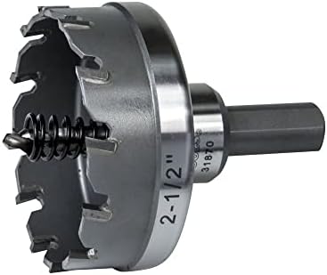 Klein Tools 31870 Cortador de orifícios para serviço pesado, cortes de cor de carboneto de 2-1/2 polegadas cortes de aço inoxidável,