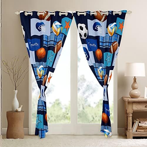 Cortinas de blecaute de futebol Curtagens e cortinas de rugby de basquete de vôlei para crianças garotas infantis meninas, cortinas