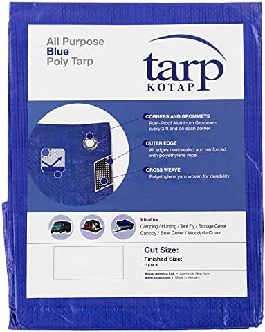 KOTAP TRA-3050 impermeável para todos os fins de uso multiuso de 5 milhões de lonas poli, 30 x 50 pés, azul