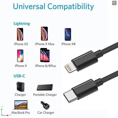 Apple MFI certificado USB C To Lightning Cable feito para iPhone X/XS/XR/XS Max/8/8 Plus, suporta entrega de energia 4ft