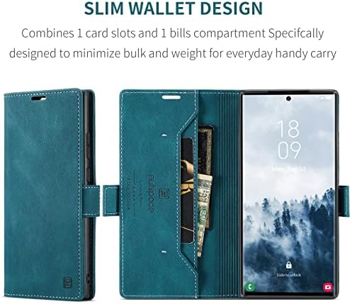 Caso da carteira HXY para Samsung Galaxy S23 Ultra 5G, Caixa de couro de proteção Magnetic Protect PU com titulares de cartões RFID