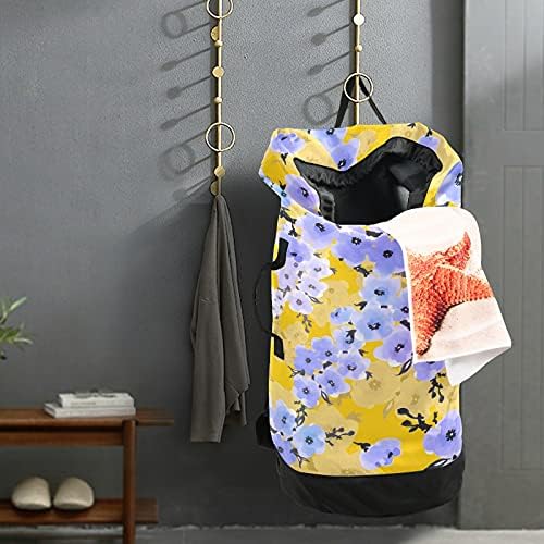 Bolsa de lavanderia de flores lindas mochila de lavanderia pesada com alças e alças de ombro Viagem Bolsa de roupa com tração de tração