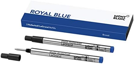 Montblanc rollerball legrand reabastece o azul royal 124497 - Recarias de caneta para canetas de rollerball meisterstück com uma dica larga - 2 x cartuchos de caneta azul