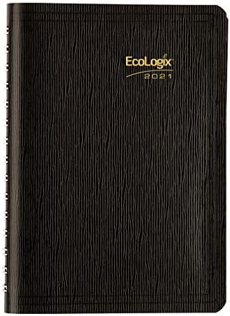 Brownline Ecologix 2021 Livro de compromissos semanais, Twin-Wire, Black, 8 x 5 polegadas