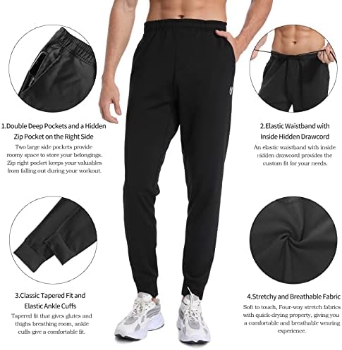 Komprexx Men's Athletic Sweats: Ideal para exercícios de academia e desgaste casual com design de ajuste esbelto e bolsos convenientes