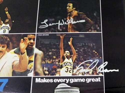1978-79 Campeões da NBA Seattle Supersonics autografou a foto de pôster 17x22 com 9 assinaturas totais, incluindo Fred Brown & Lenny Wilkens McS Holo #51049 - fotos da NBA autografadas