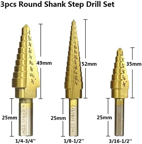 Broca de etapa de pikis bit 1/8-3/4 bit de cone da etapa revestida para perfuração de orifício de metal de madeira perfura de furadeira