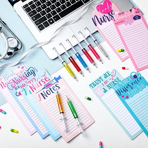8 sets enfermeiro bloco de notas de enfermeira mort bloco de notas com seringa canetas de esferográfica com temas médicos