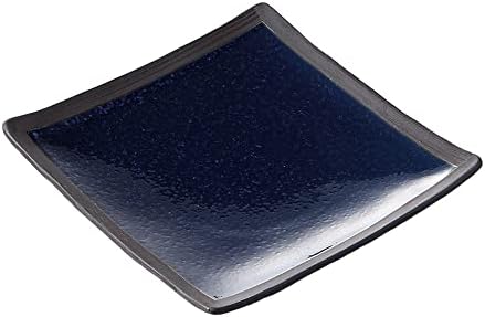 セトモノホンポ Placa de cristal azul marinho 6,0 [6,9 x 6,9 x 0,8 polegadas]