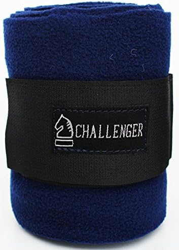 Challenger Horse Tack Helfing Pergunta Polo Conjunto de 4 lã macio azul marinho 95R04