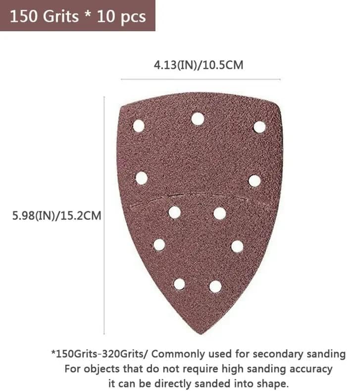 10pcs 150 lençóis de mouse de mouse Triângulo Lixadeira orbital