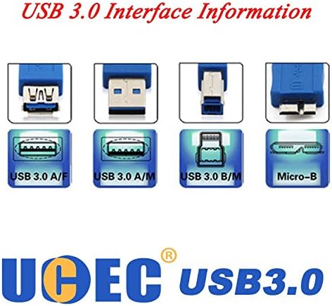 Ângulo reto do ângulo reto UCEC Cabo USB 3.0 - USB A MASCH para micro B Cabo macho Cabo de disco rígido externo - 0,2 pés