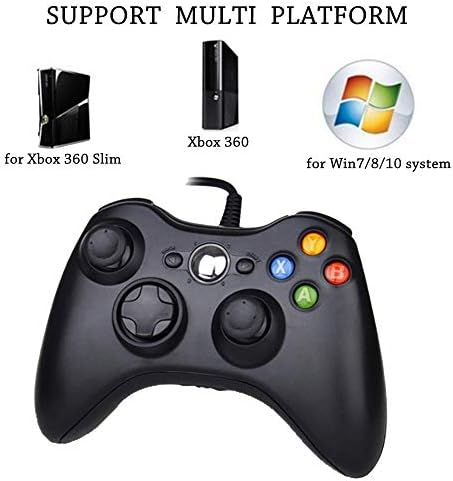 Controlador Reiso Xbox 360, controlador de PC com fio USB de 7,2 pés compatível com Microsoft Xbox 360 e Slim 360 PC Windows
