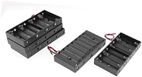 X-Dree plástico 2 fios 8 x 1,5V AA Caixa da caixa de clipe de bateria 5 PCs preto (plástico 2 fios 8 x 1,5V AA Caixa da caixa do clipe de bateria 5 PCS preto