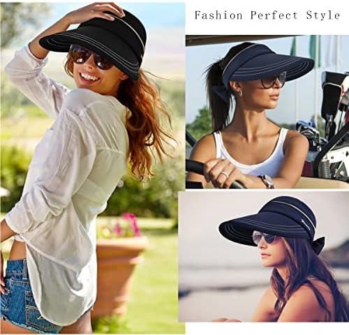 Chapéus de sol para mulheres, UPF 50+ UV Sun Protective, Convertible Beach Visor Hat