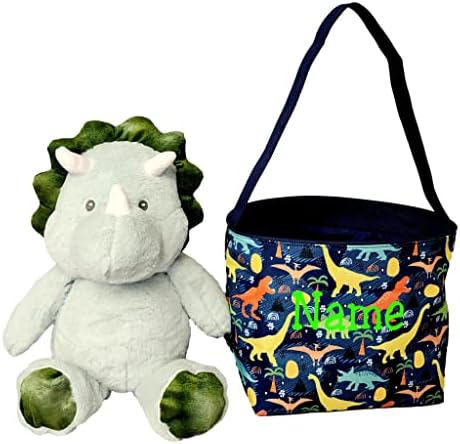 Dinosaur Easter Basket Bucket Fable Tote Bin Bin - pode ser personalizado ou monogramado - ótimo presente para menino ou menina