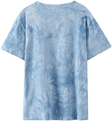 Tamas de algodão de manga curta para mulheres para mulheres camisetas de bandeira americana de verão Casual Casual Floral