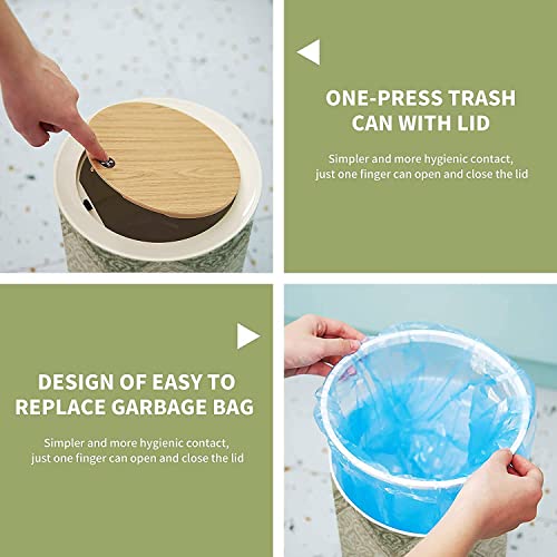 Pequena lata de lixo com tampa ikat impressão têxtil lixo lixo lixo lixo lixo tampa de prensa redonda cesta de lixo para banheiro fralda de quarto cozinha de escritório
