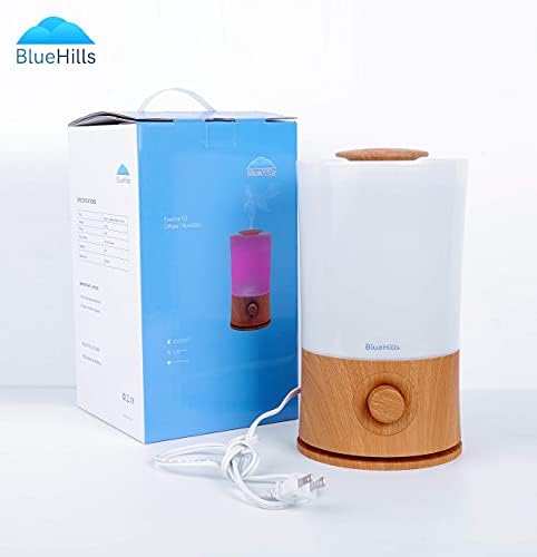 Conjunto premium de Bluehills de dois grandes combinadores de umidificador de 2000 ml e 2500 ml xl xl de óleo essencial para uma casa de umidificador para casa com uma decoração LED LUZES GRANDE PRESENTE - Pacote de valor de grãos de madeira.