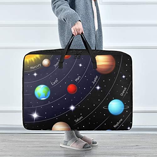 Saco de armazenamento de roupas N/ A Underbed para colcha - Sistema solar colorido de grande capacidade SUL TERRA MARS MERCURY NETTUNE Organizadores Bolsa com zíperes de decoração de armazenamento