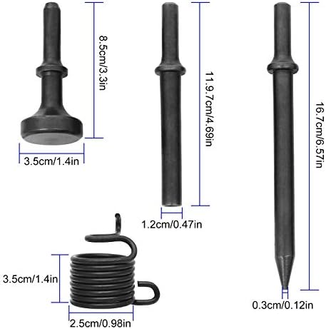 8 PCs Anexos de martelo de ar, bit de martelo de cinzel air bits para 150/190/250 Air Hammer, bits lascados para demolição